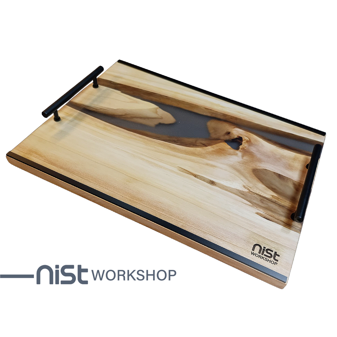 سینی چوب و رزین مدل توسکا دودی _کد 001-01