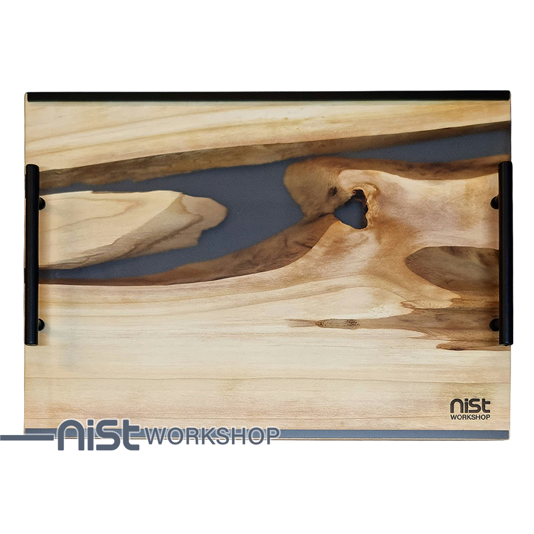 سینی چوب و رزین مدل توسکا دودی _کد 001-03