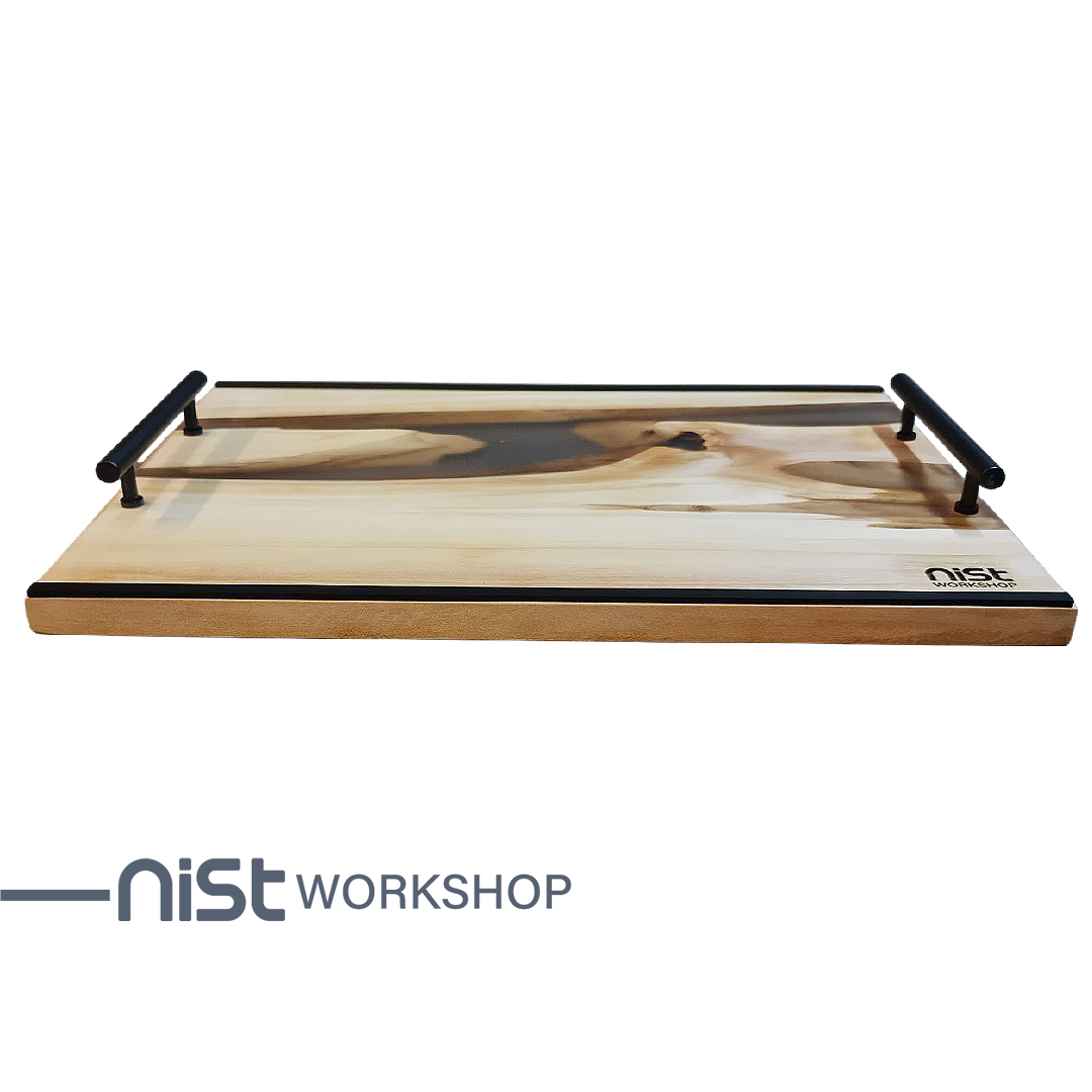 سینی چوب و رزین مدل توسکا دودی _کد 001-04