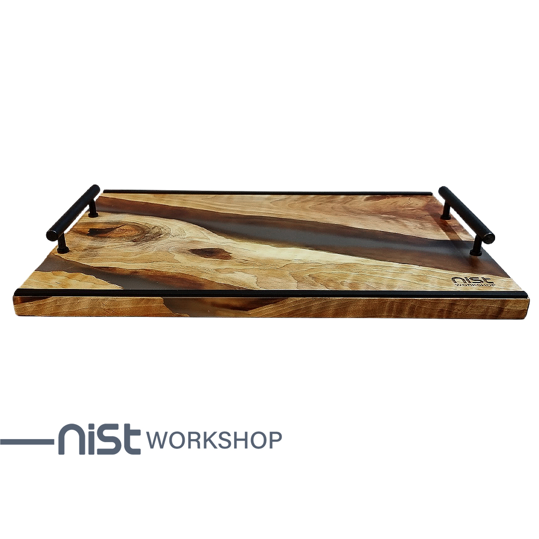 سینی چوب و رزین مدل توسکا دودی _کد 002-04