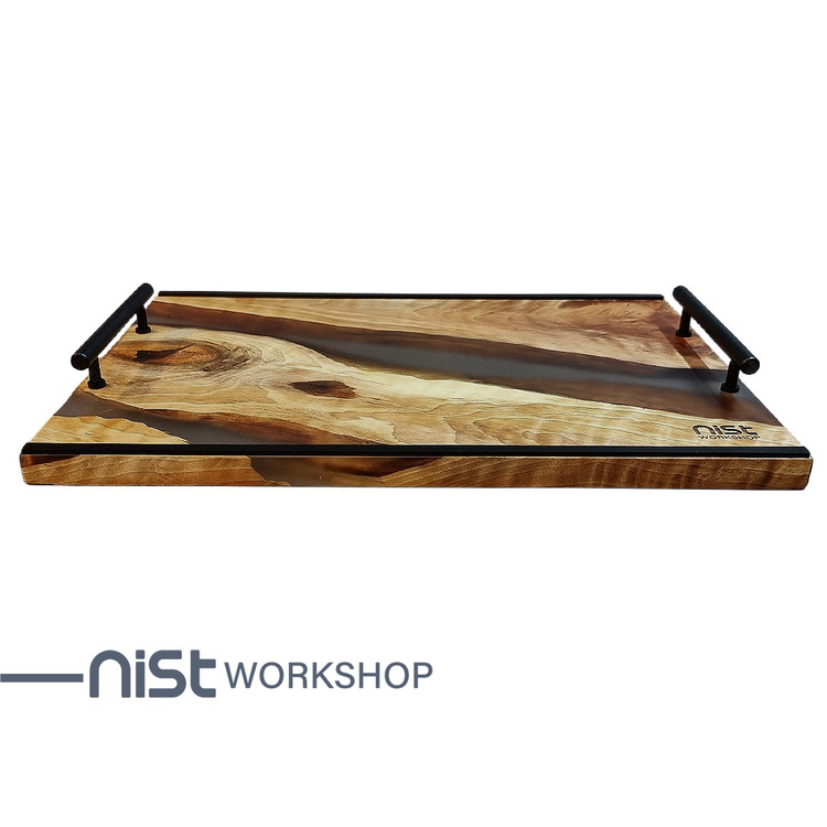 سینی چوب و رزین مدل توسکا دودی _کد 002-04