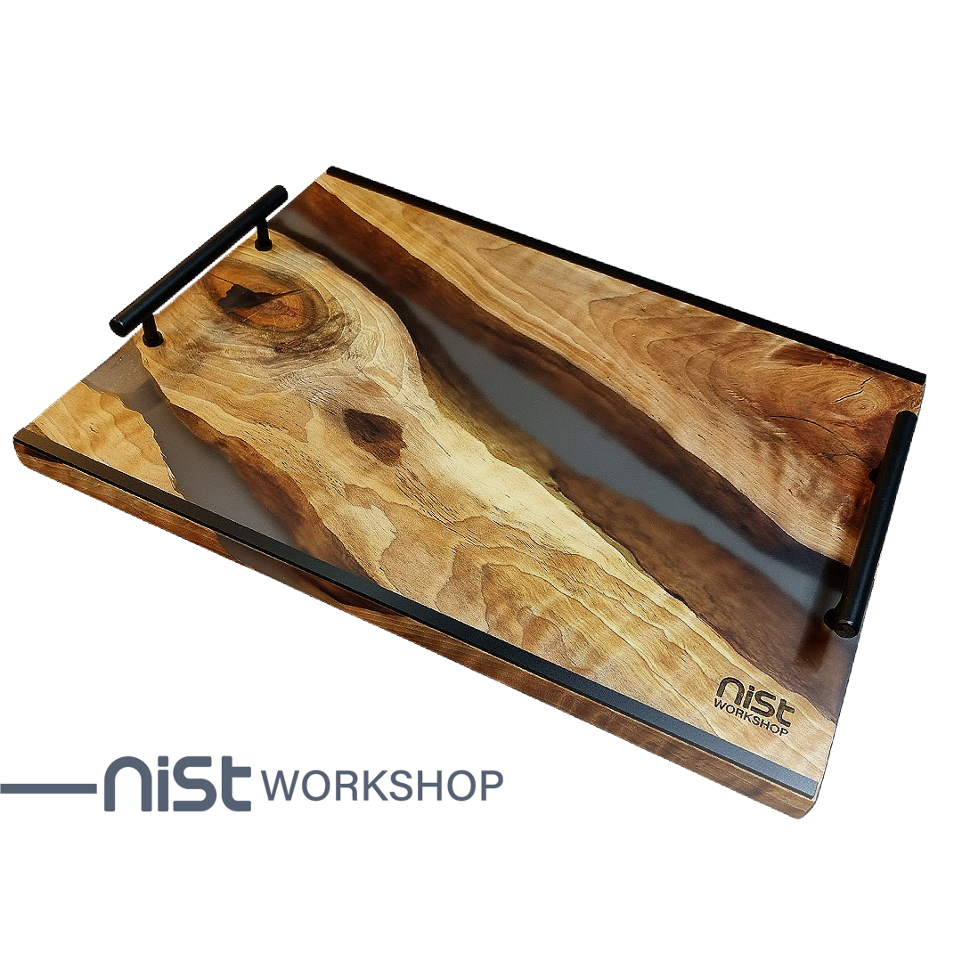 سینی چوب و رزین مدل توسکا دودی _کد 002-01