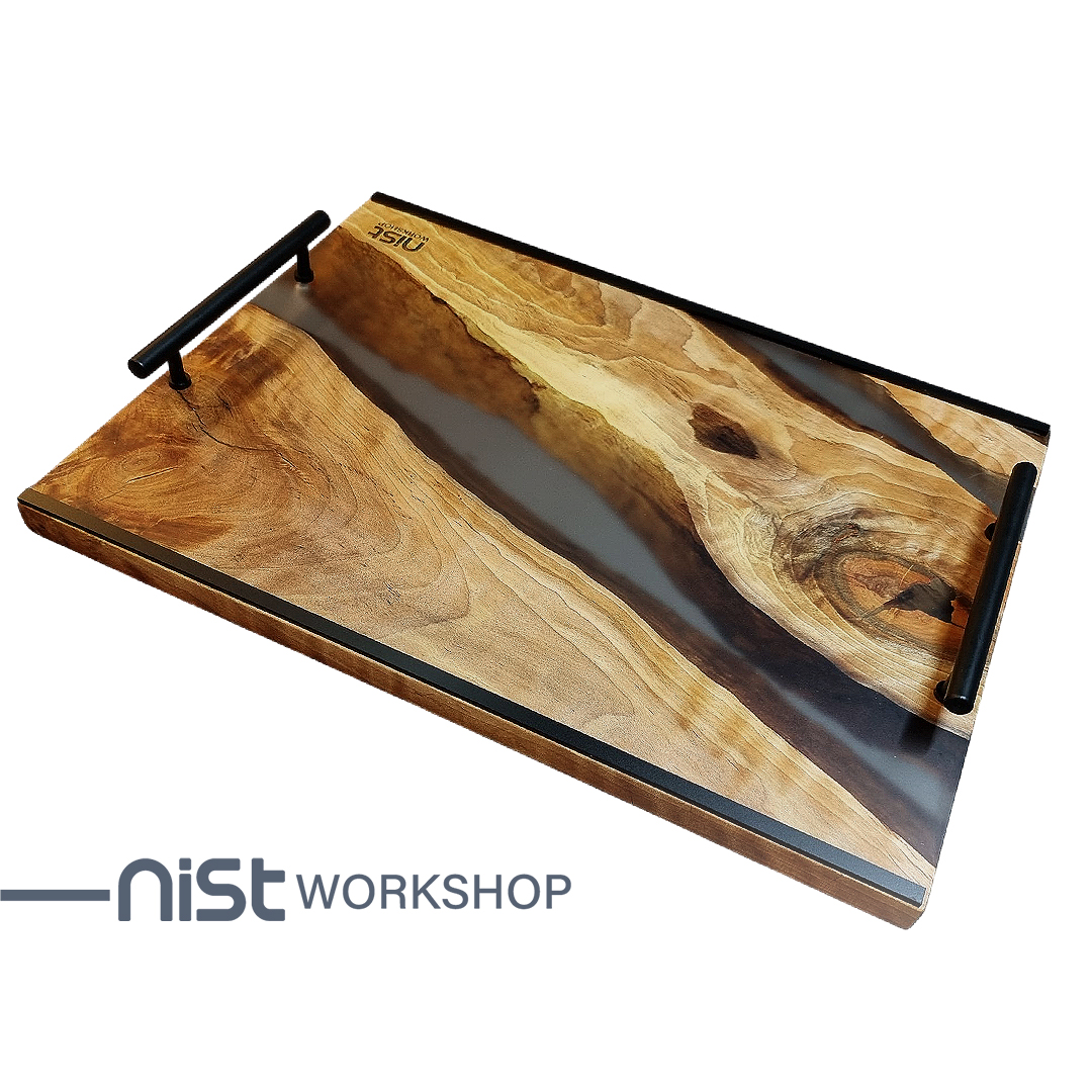 سینی چوب و رزین مدل توسکا دودی _کد 002-02