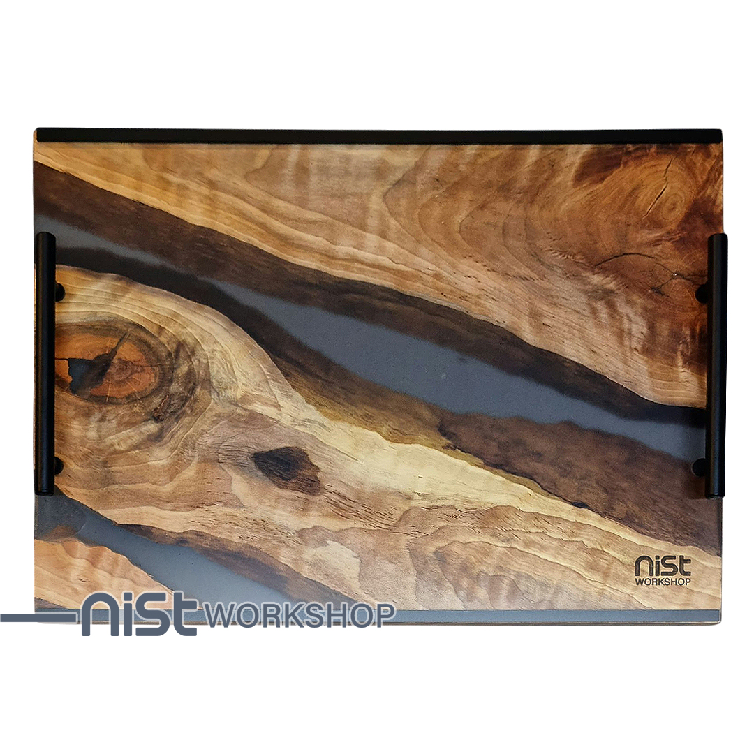 سینی چوب و رزین مدل توسکا دودی _کد 002-03