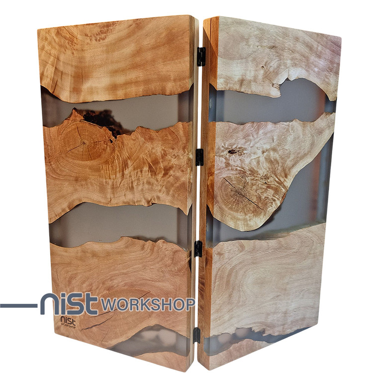 تخته نرد کلاسیک چوبی و رزینی مدل توسکا دودی جنگلی کد TN_tooska0002 -04