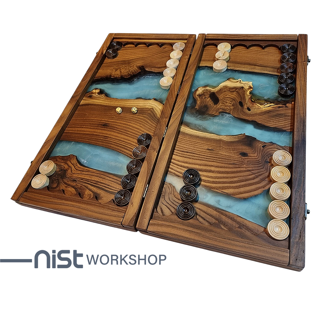 تخته نرد کلاسیک چوبی و رزینی مدل سنجد-01