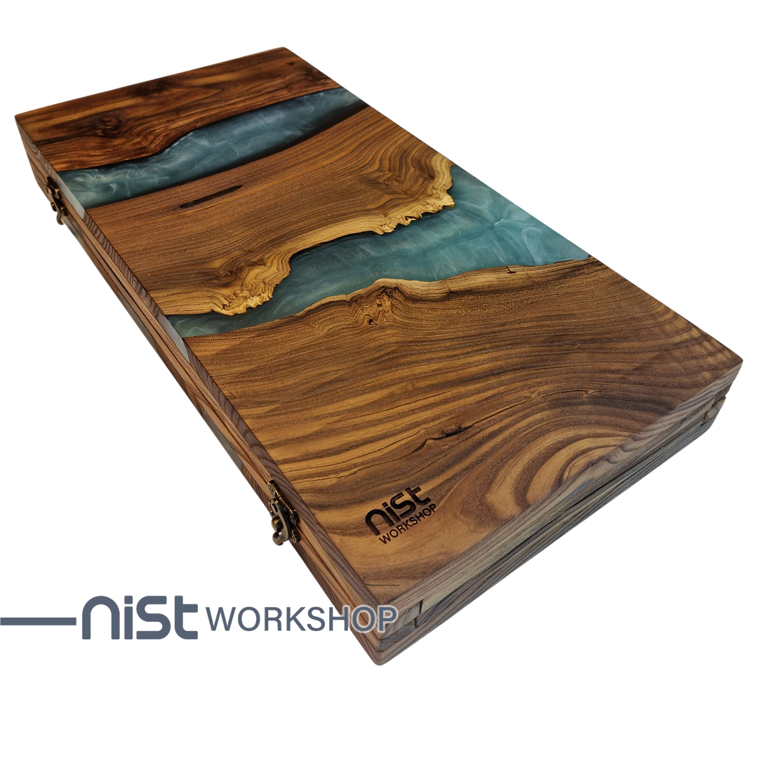 تخته نرد کلاسیک چوبی و رزینی مدل سنجد-02