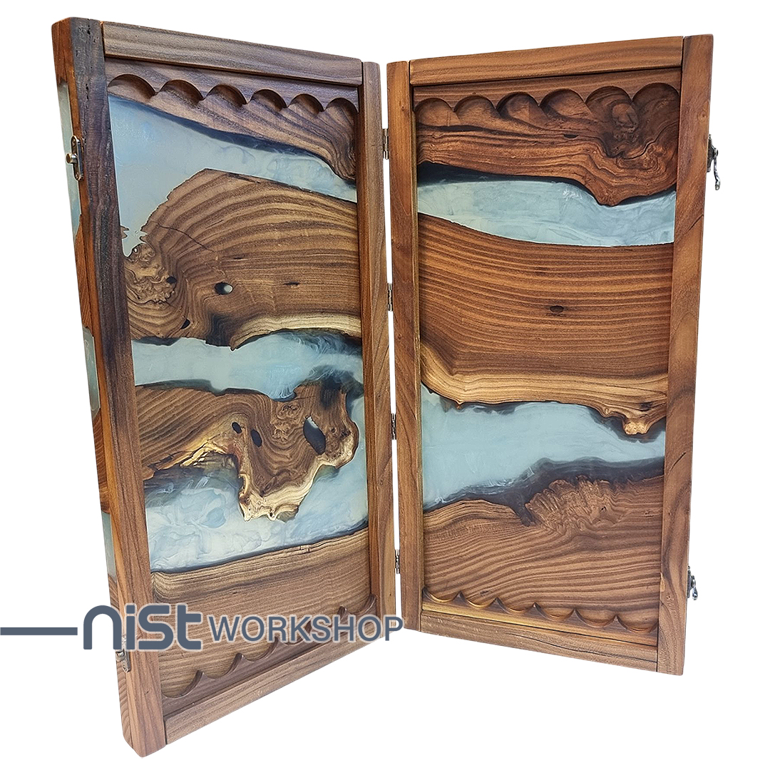 تخته نرد کلاسیک چوبی و رزینی مدل سنجدv-05