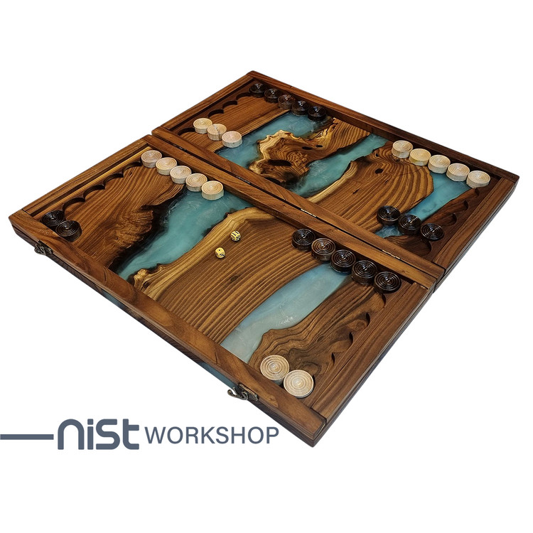 تخته نرد کلاسیک چوبی و رزینی مدل سنجد-06