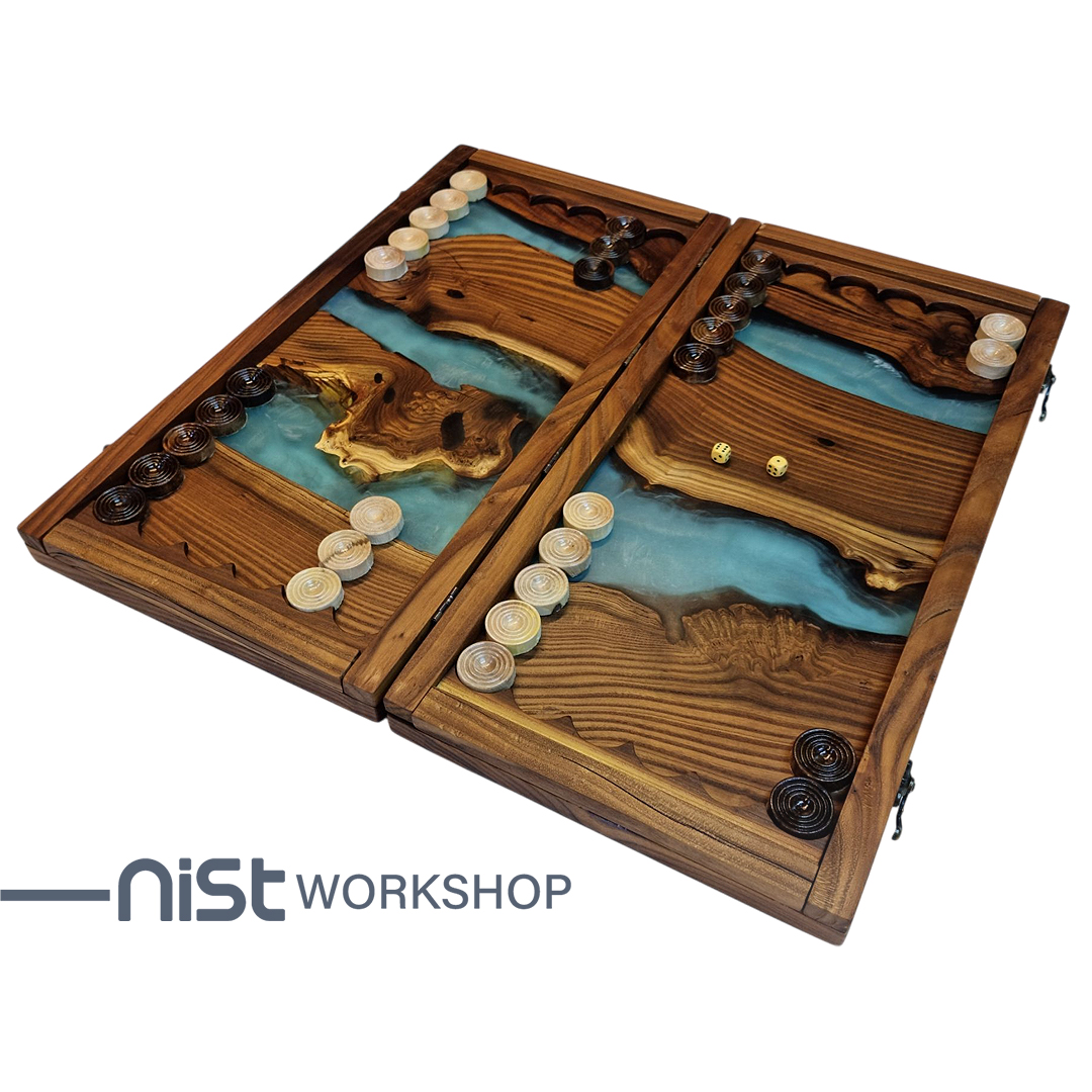 تخته نرد کلاسیک چوبی و رزینی مدل سنجد-07