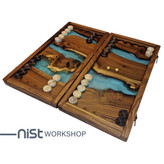 تخته نرد کلاسیک چوبی و رزینی مدل سنجد-07